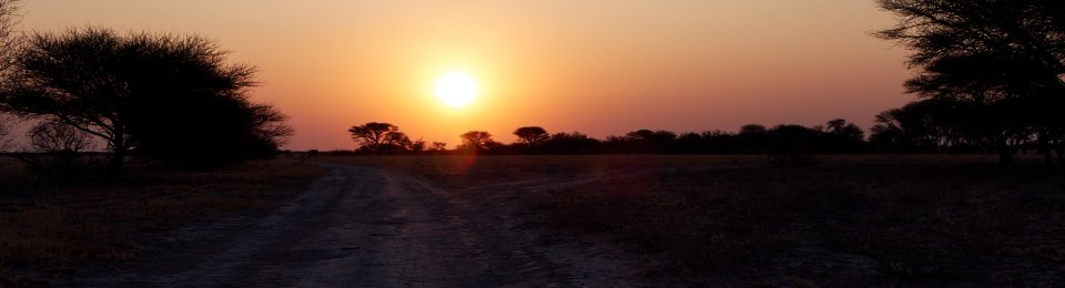 Sonnenuntergang in der Kalahari